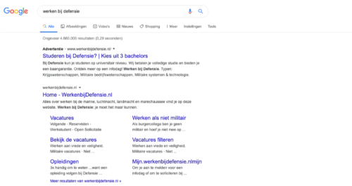 Werken-bij website Defensie